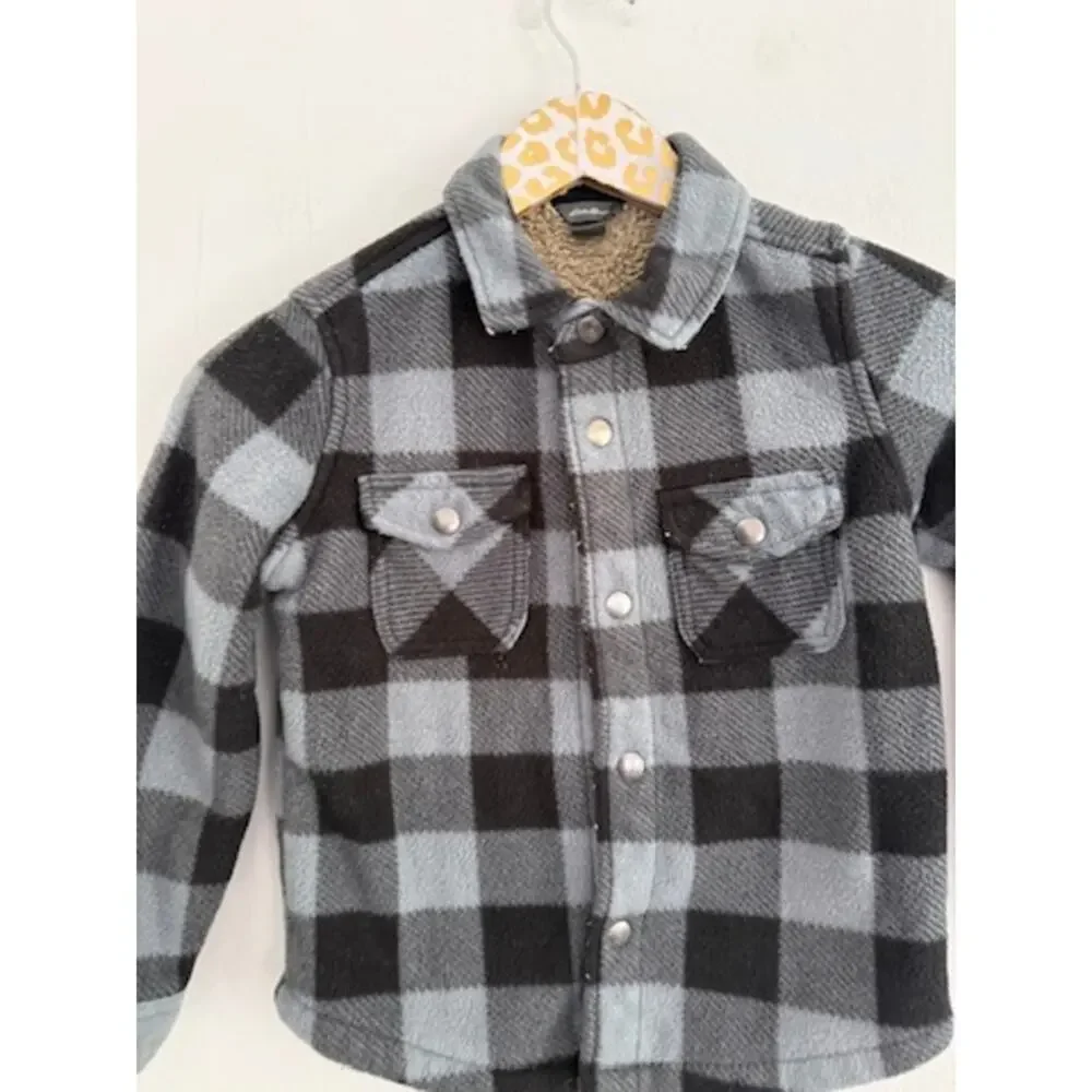 Eddie Bauer Kids Sherpa Lined Button Front Fleece Shirt | Size 6/7